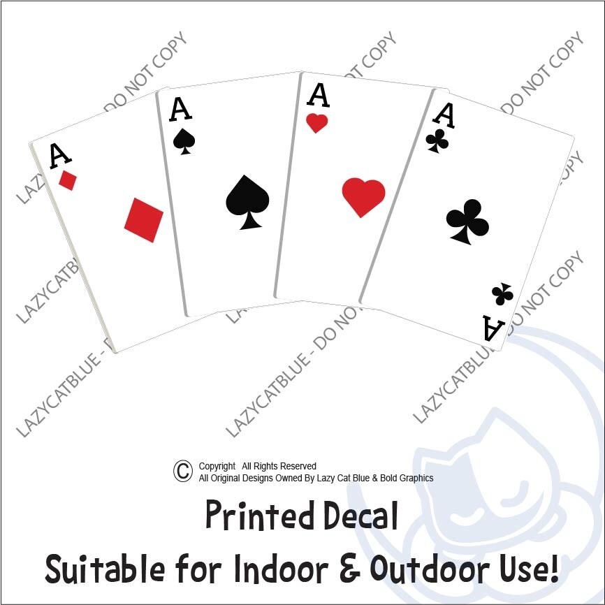 Playing Cards Decal Sticker Aces Suit Winning Hand Gambling Poker Bet Casino Win