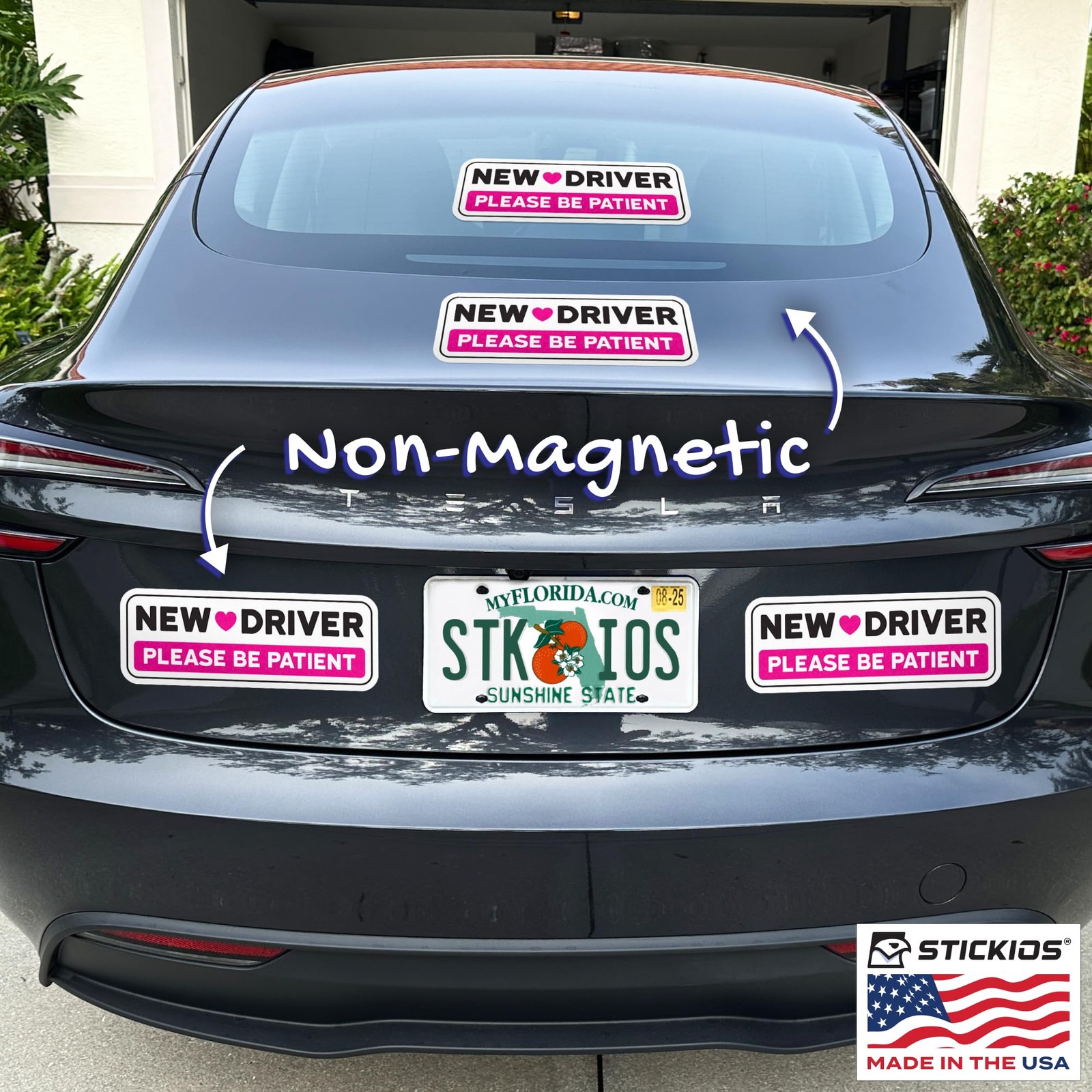 New Driver Stickers Pink Non-Magnetic for Cars & Windows Reusable