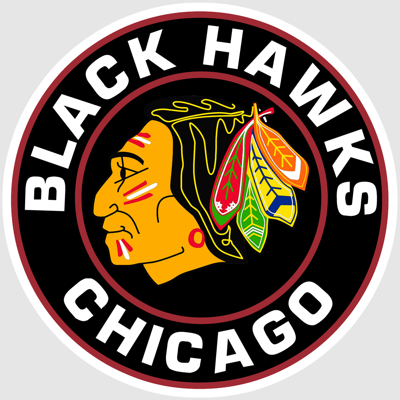 Weather Resistant Vinyl Sticker/Decal – Chicago Red Black White Hockey 12