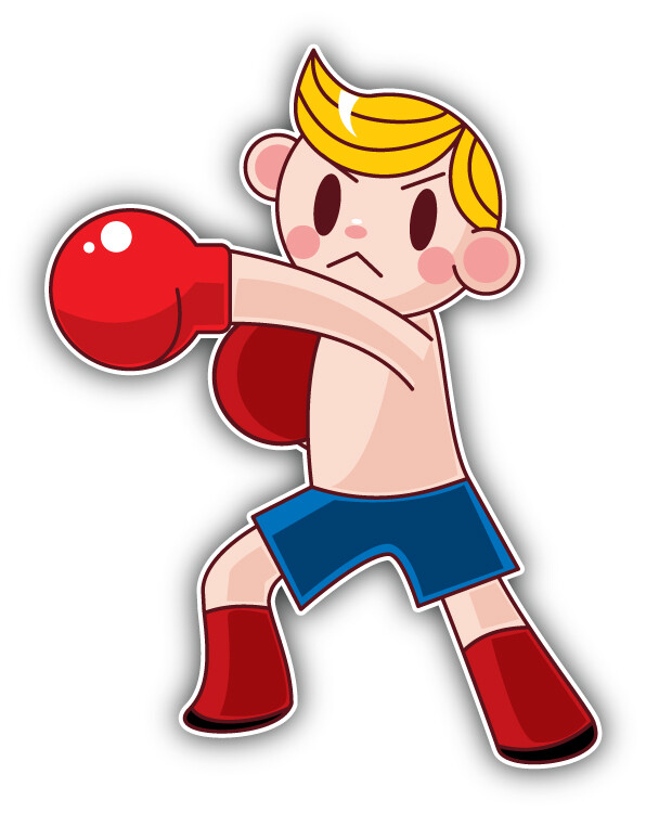 Boxing Fighter Cartoon Sport Car Bumper Sticker Decal
