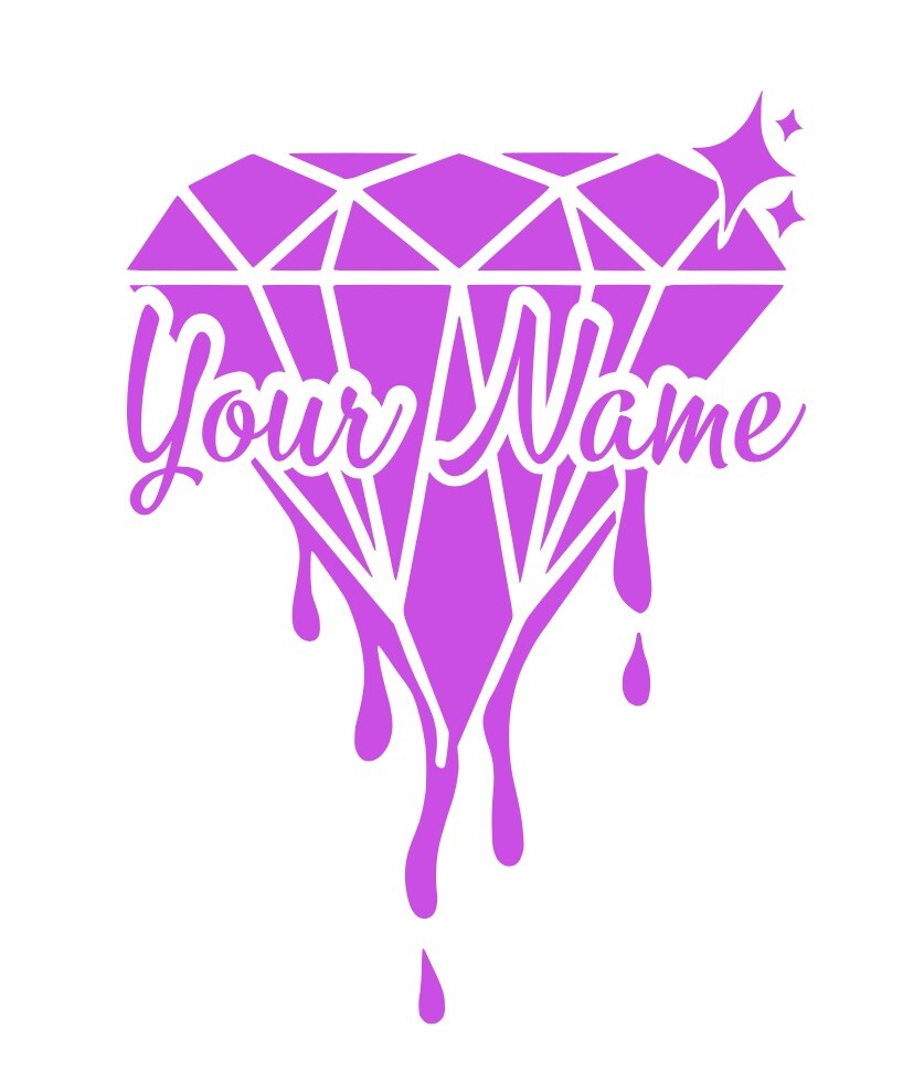 Custom Vinyl Name Diamond Drip Lettering Decal Sticker Personalized Wall Window