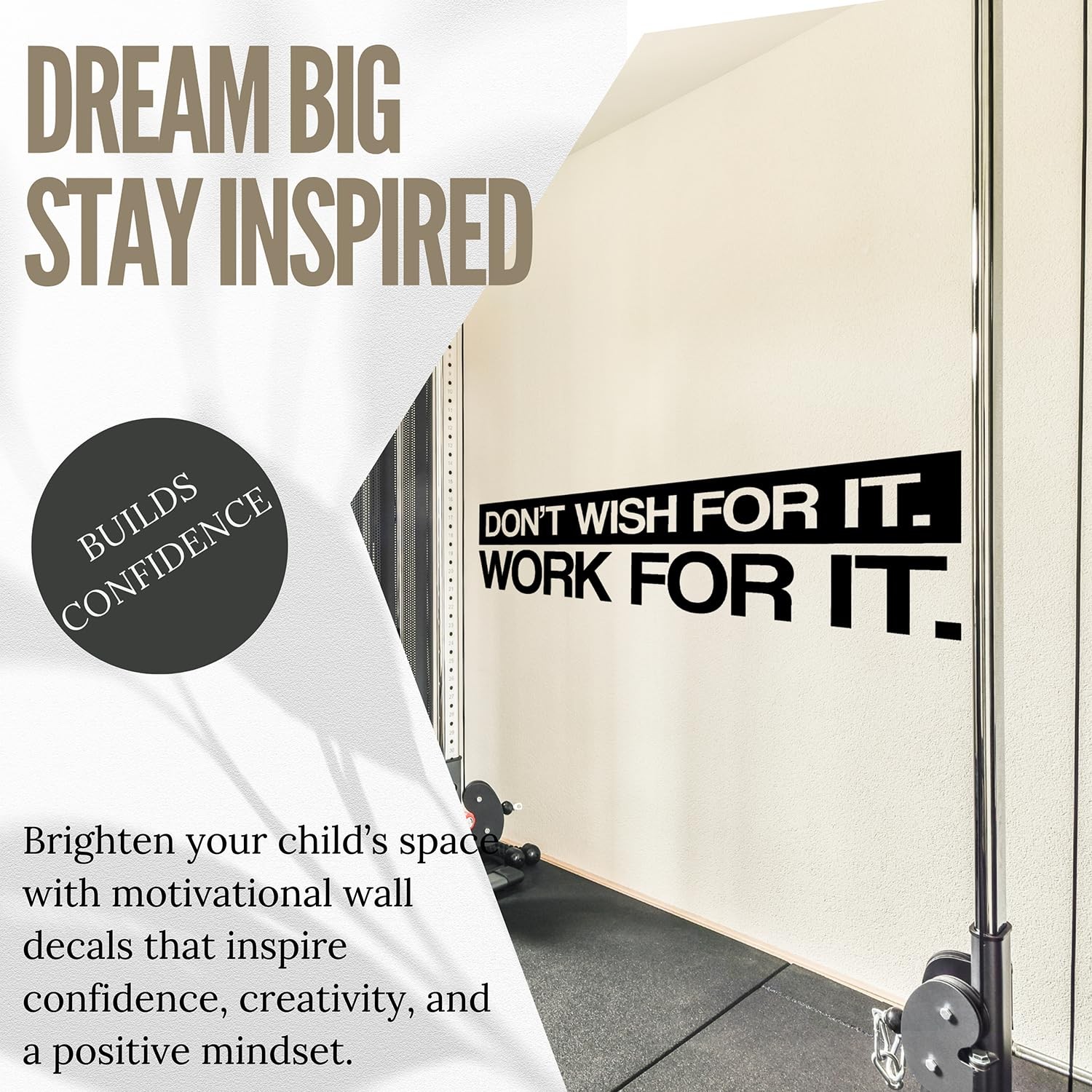 | Don't Wish for it Work for it | Motivational Large Wall Decal Sticker Quote…