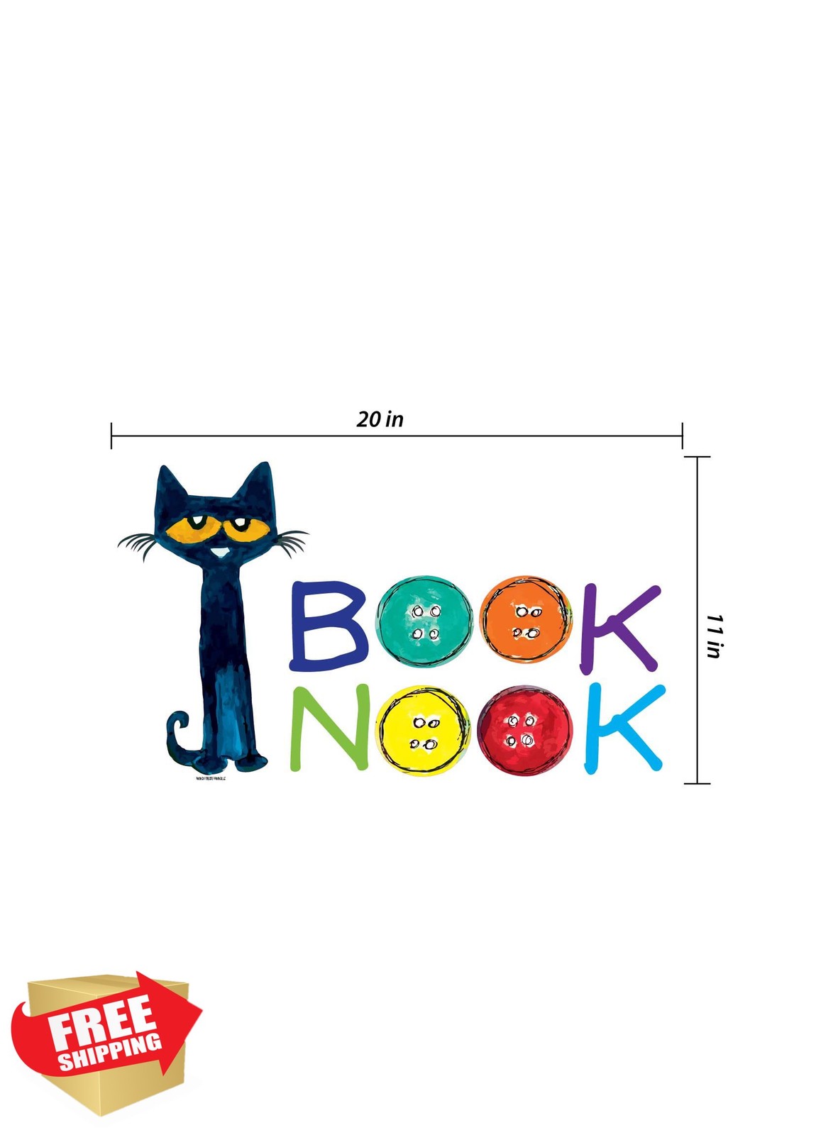 Pete The Cat Book Nook Wall Decal 20"x11" – Multicolored