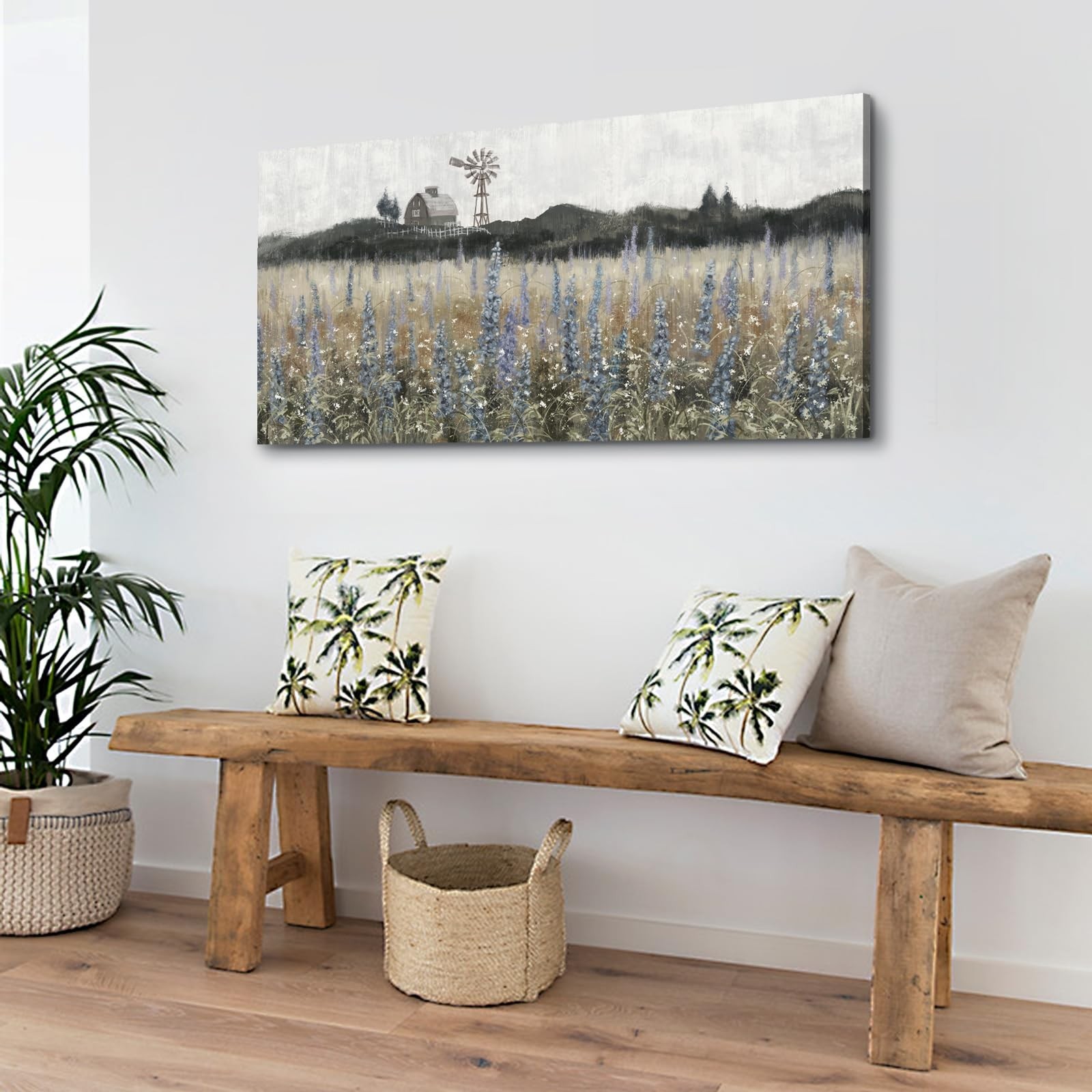 Large Wall Art for Living Room Vintage Farmhouse Decor Nature Wildflower Fiel…