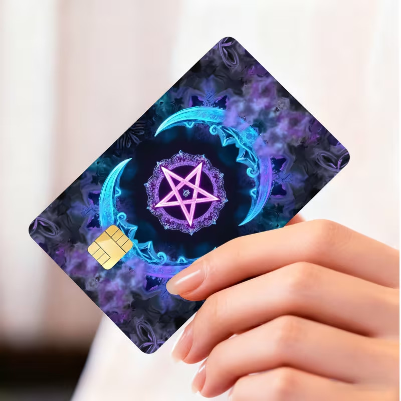 Mystic Pentagram Crescent Moon Credit Skin Sticker Decal