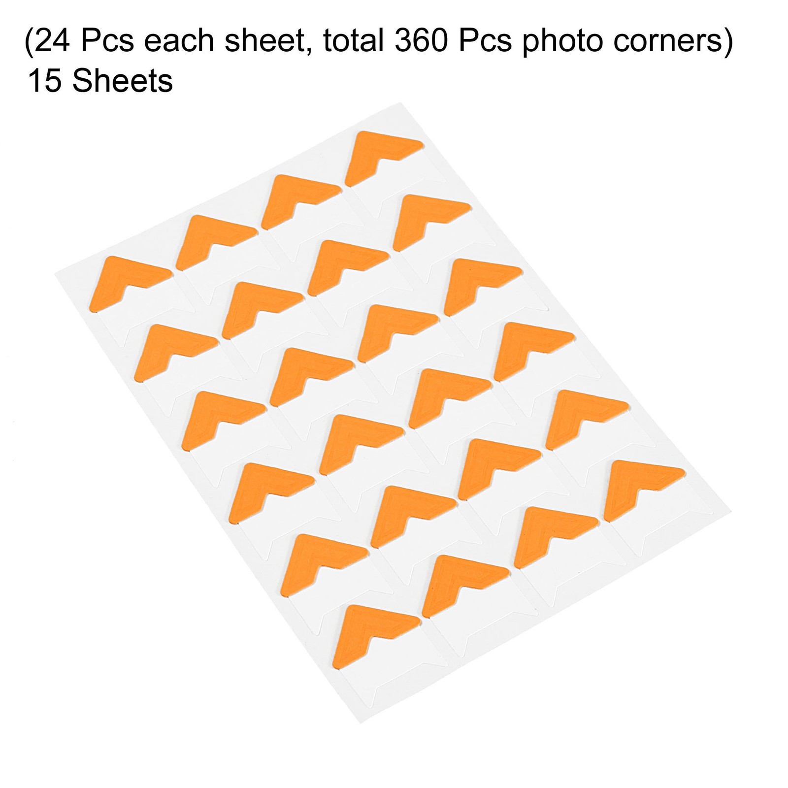 15Sheets/240Pcs Photo Corners Adhesive DIY Picture Mounting Sticker Orange
