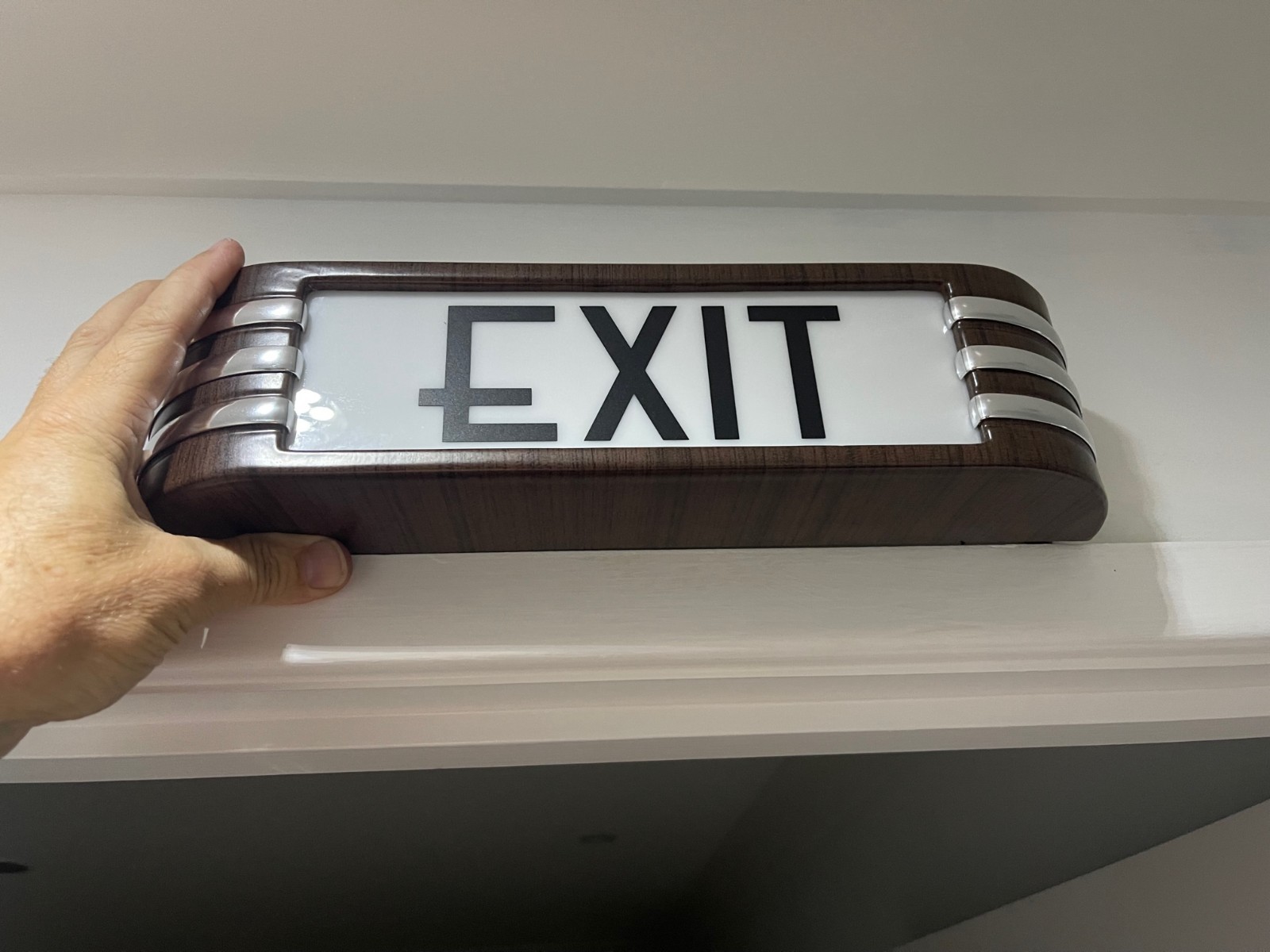 EXIT light up Art Deco style sign Home Decor Faux 14" 120V adapter USA Shipping
