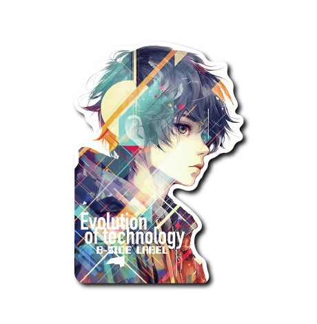 boy with black hair Evolution Sticker Decal B-SIDE LABEL Waterproof Japan