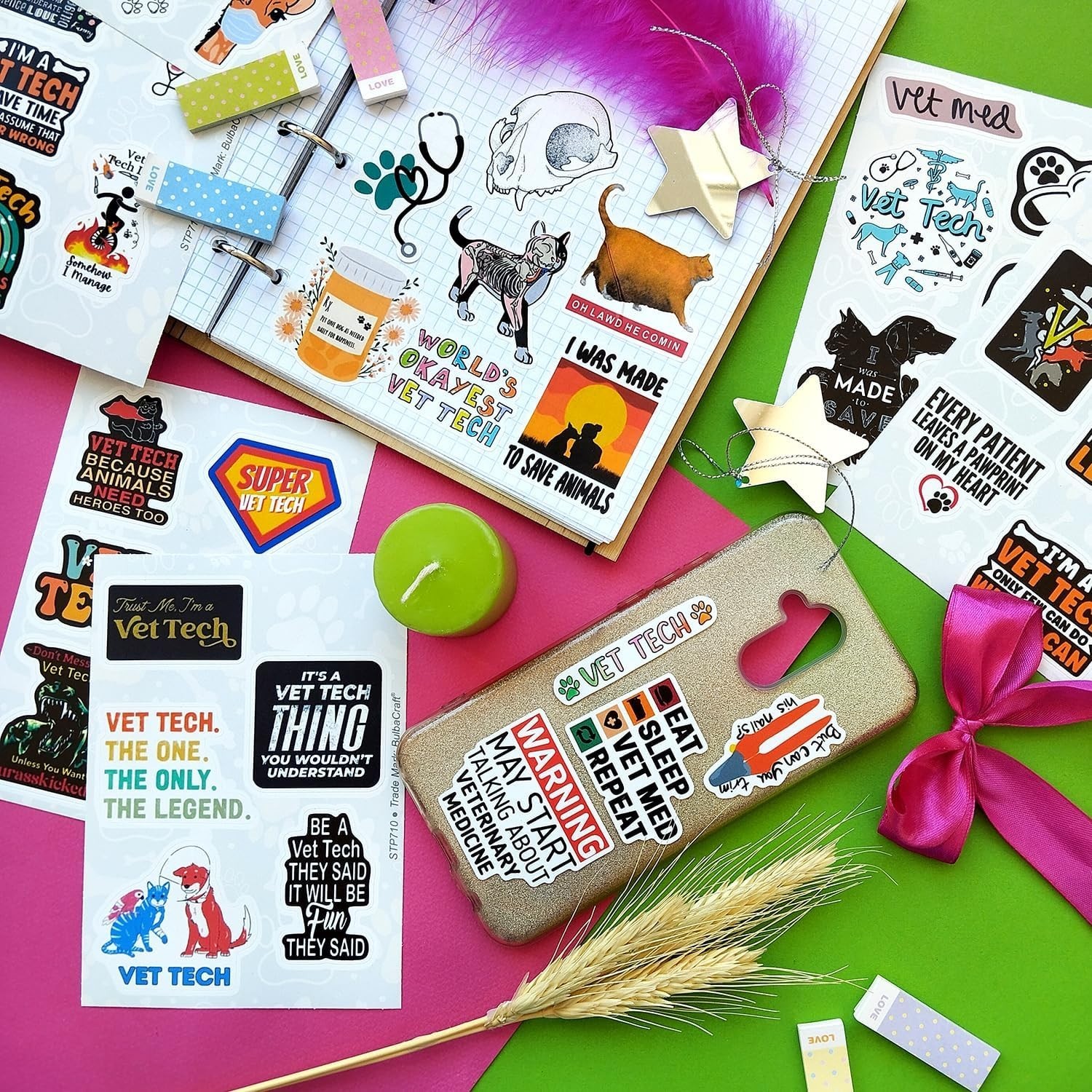 Veterinary Technician Gifts 100pcs Funny Vinyl Stickers Waterproof Laptop