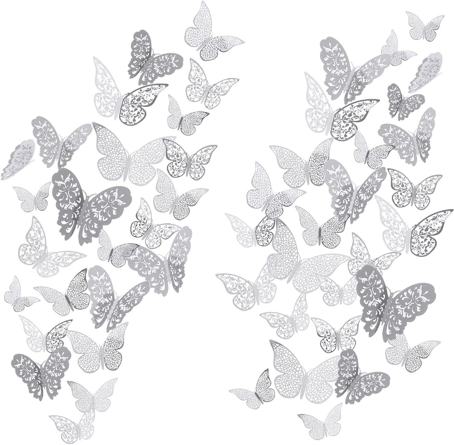 Stunning Silver 3D Butterfly Wall Decals – 72 Decorative Pieces for All Spaces