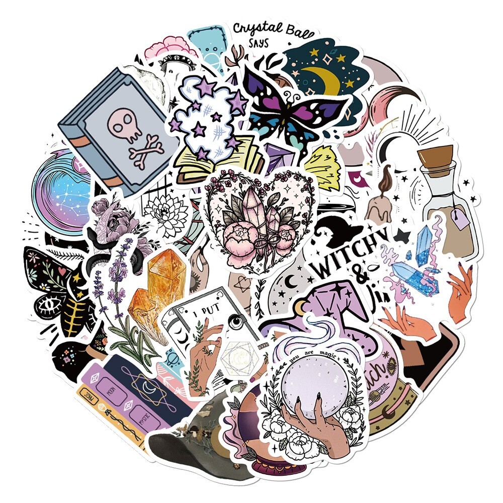 200pcs SPIRITUAL Stickers Pack,Crystal Potion Gothic Halloween Stickers,#196-199