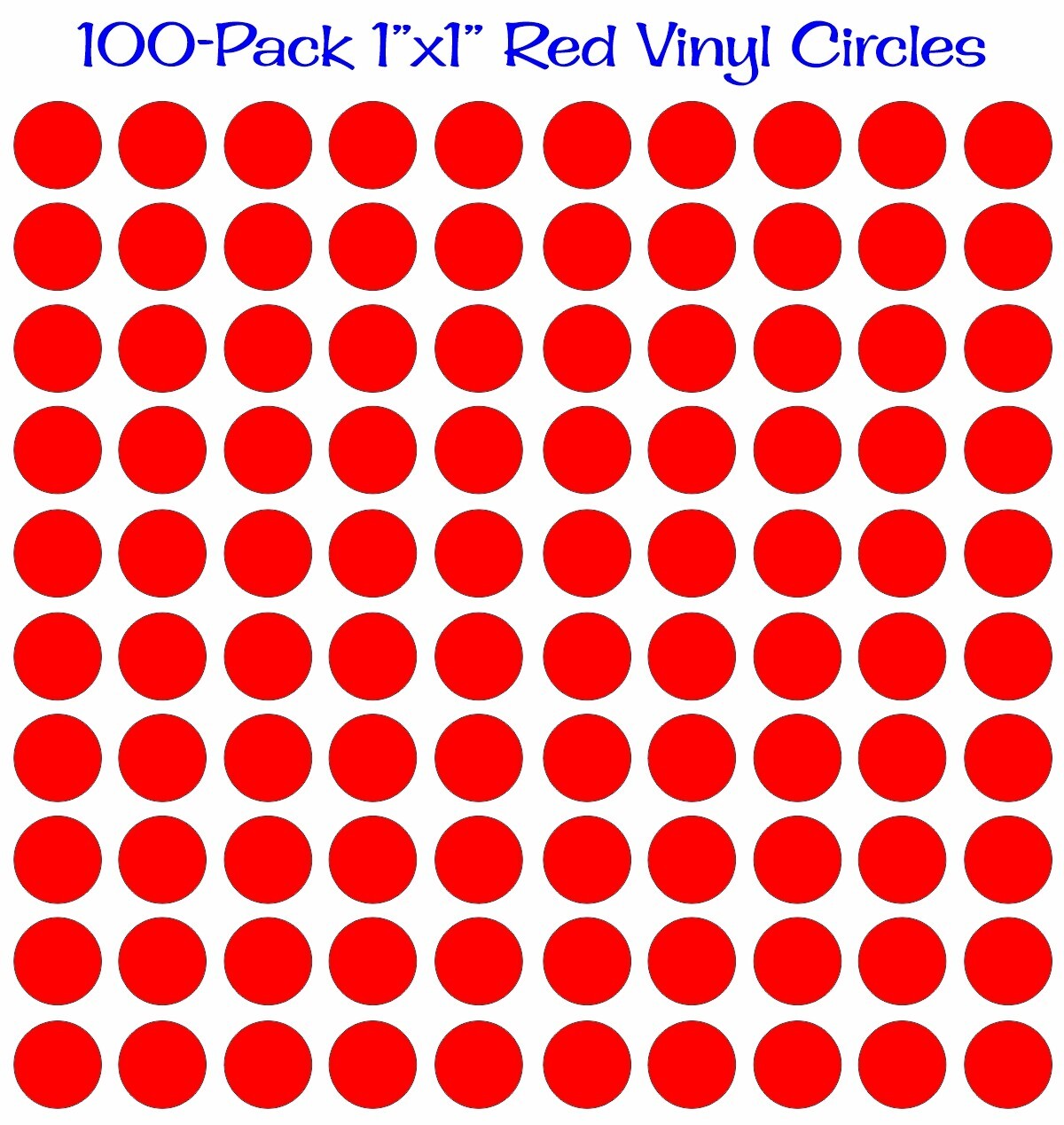 100 pack – 1"x1" Round Red Vinyl Stickers / Decals Circles Polka Dots Die Cut