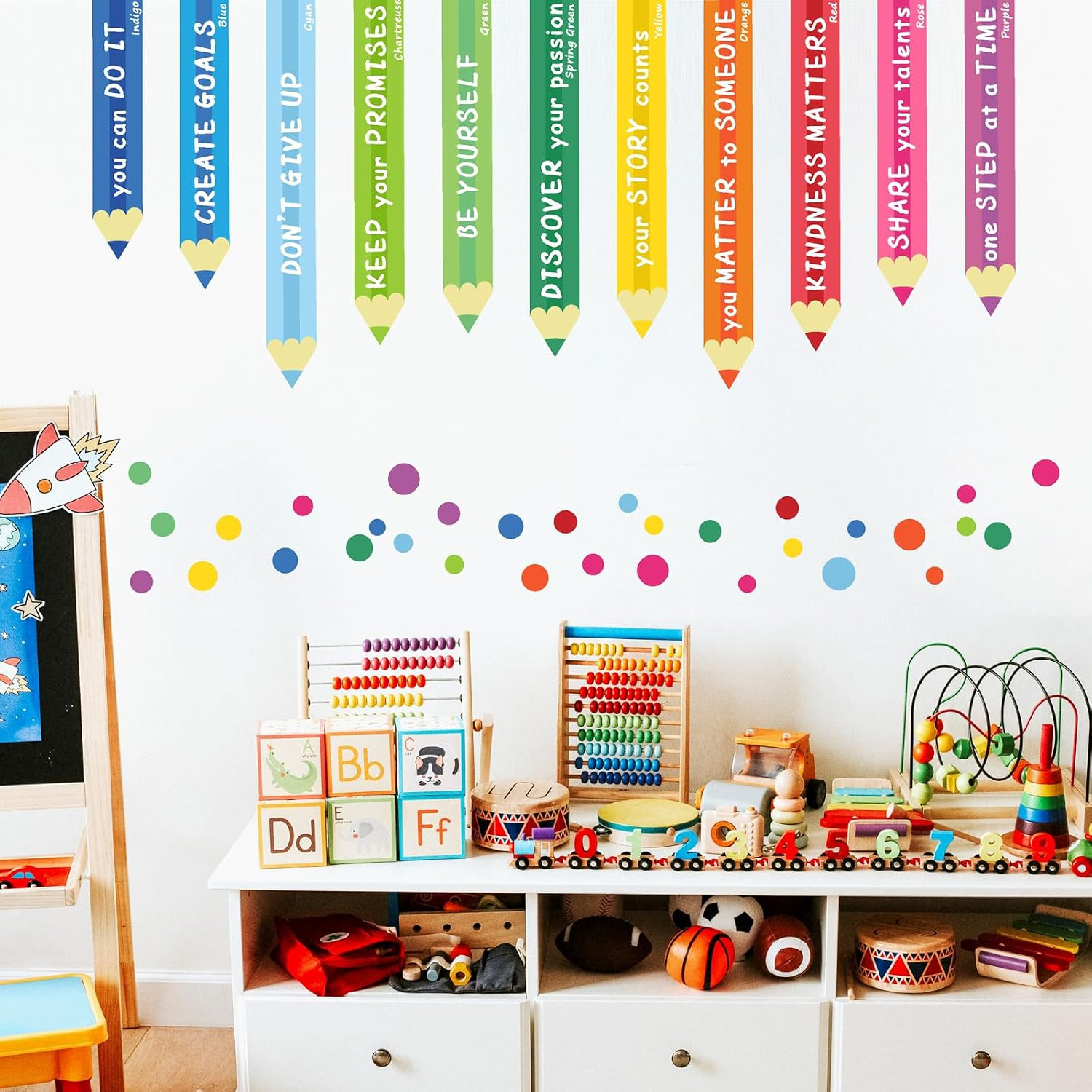 Colorful Kids Playroom Wall Decals – Staircase Door Art Sticker