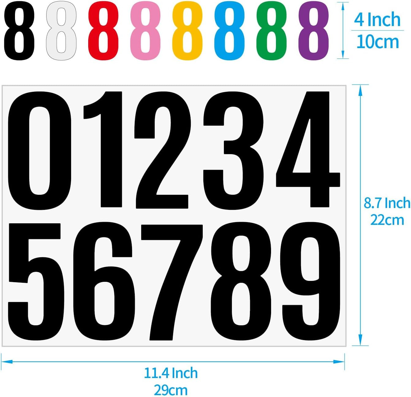 50PCS Number Stickers 5 Sheets 4 Inch Large Vinyl Self-Adhesive Numbers for Mail