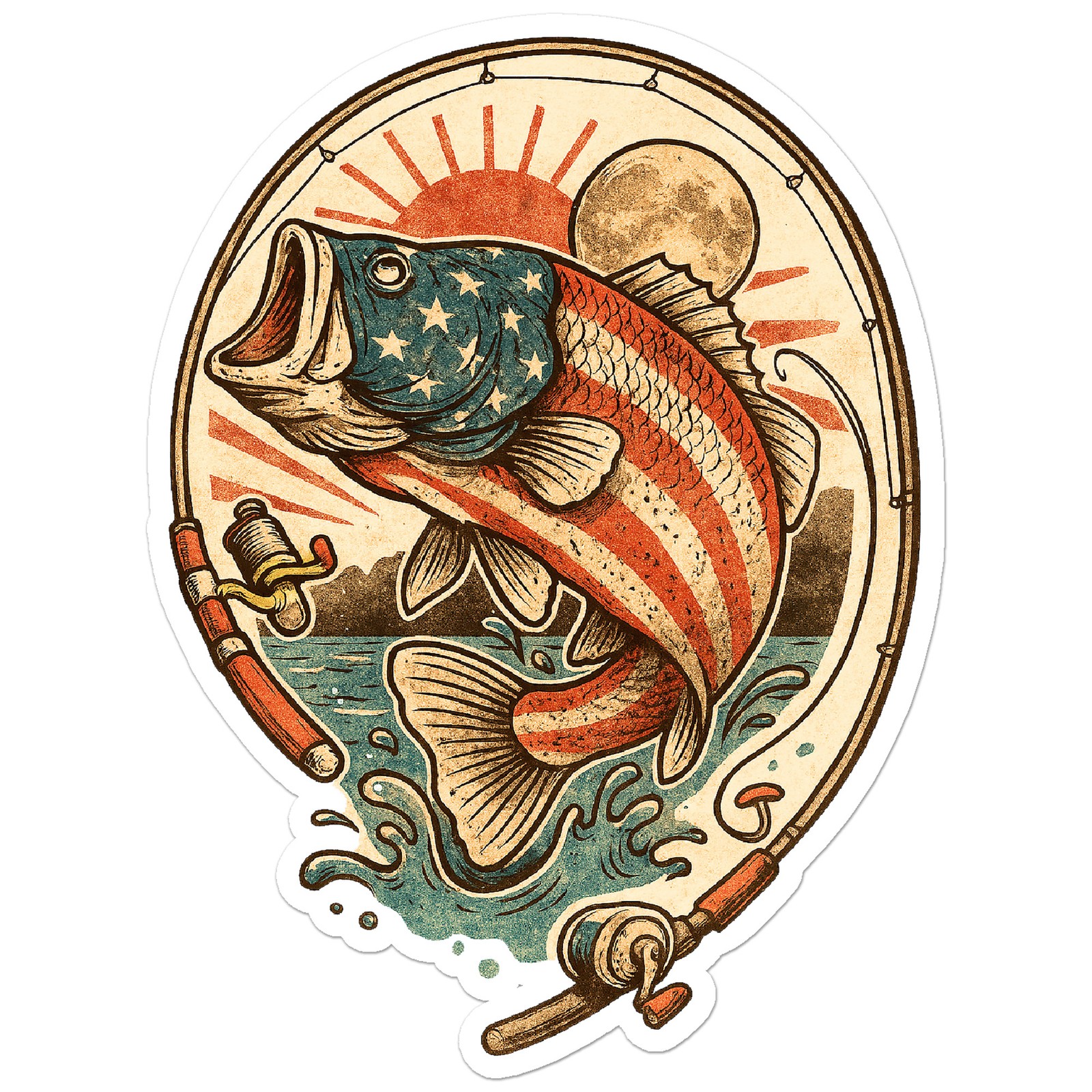 Vintage American Bass Fishing – Vinyl Decal Sticker – Car Window – ebn20024