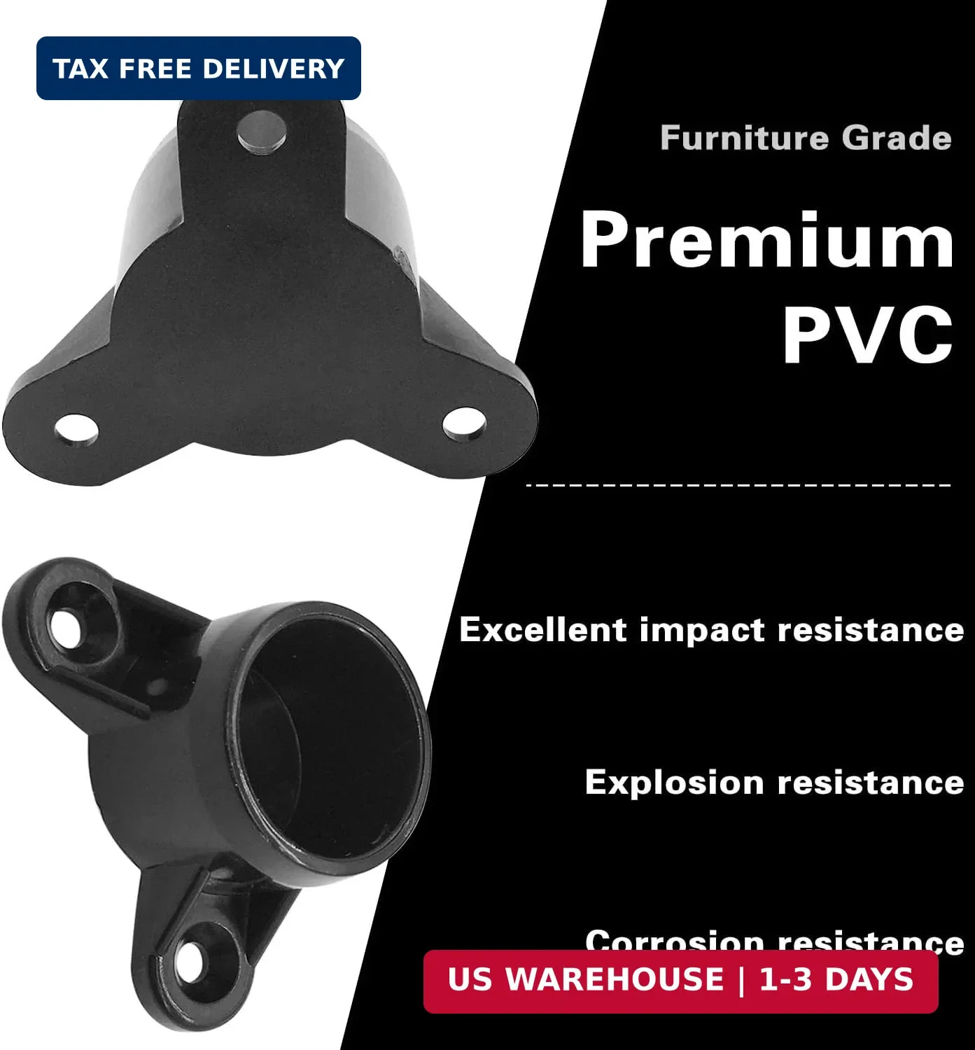 1-1/2" PVC Table Leg Cap Fittings, Round Furniture Grade Rod Holder Projects for