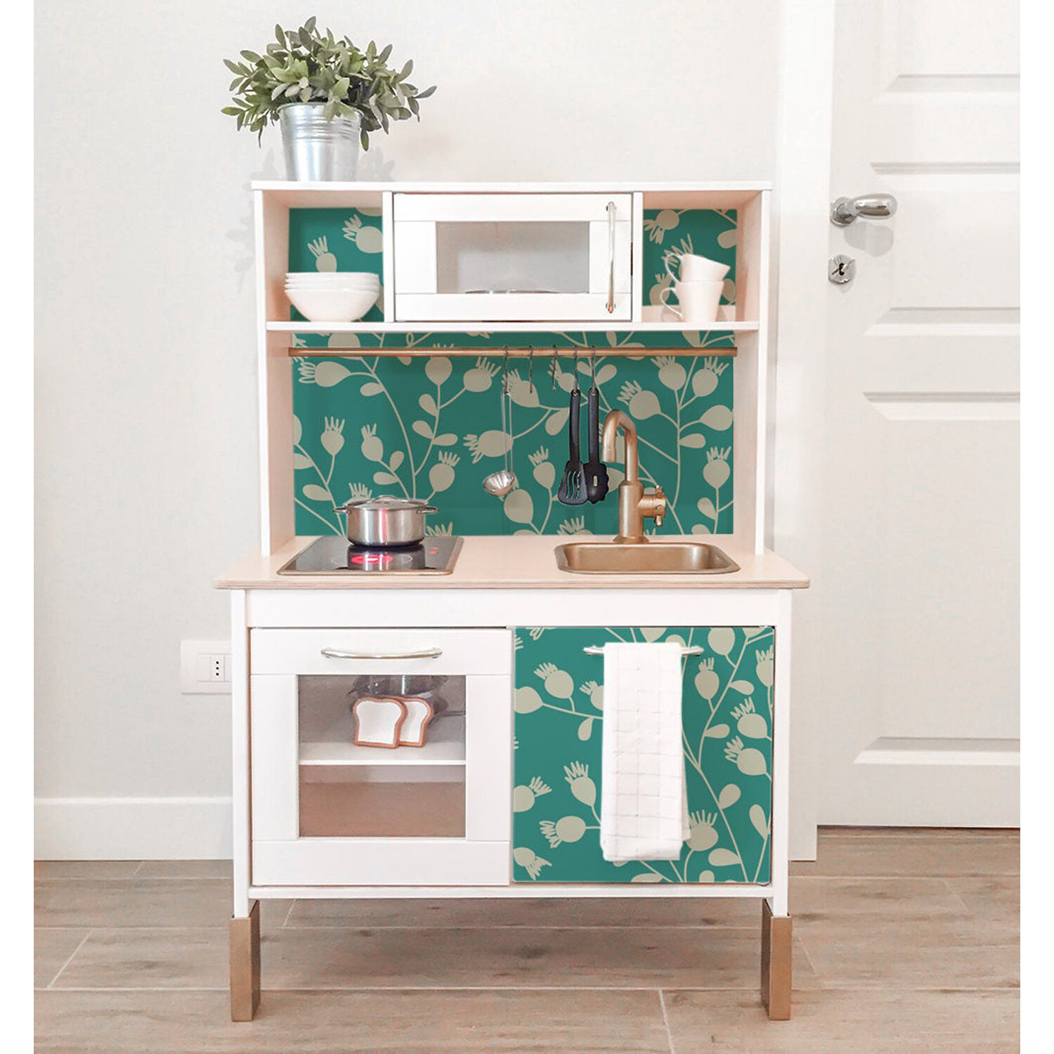 IKEA DUKTIG removable Decal self-adhesive sticker furniture green floral pattern