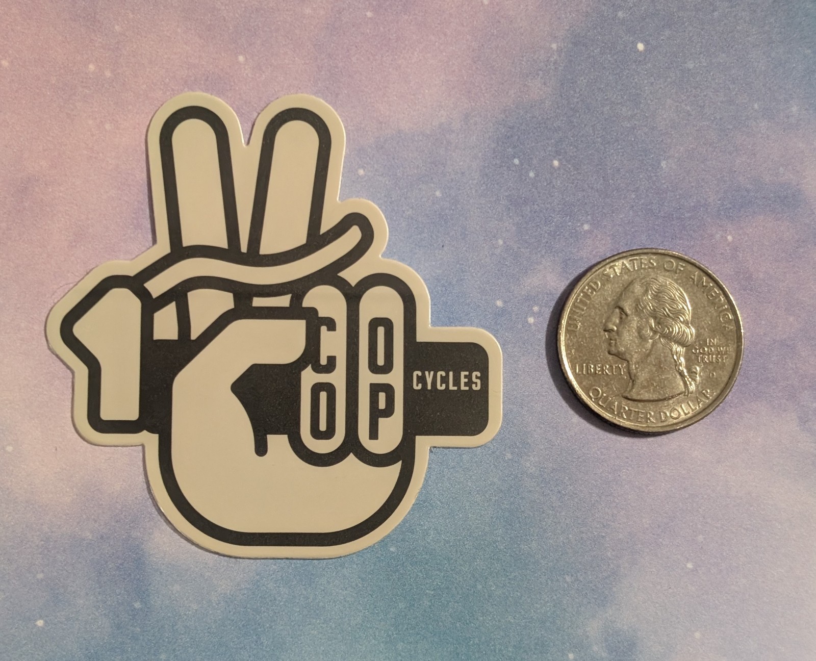 Co-op Cycles Hand Peace Sign Sticker – Coop Cycling Bicycle Bike Biking Outdoor