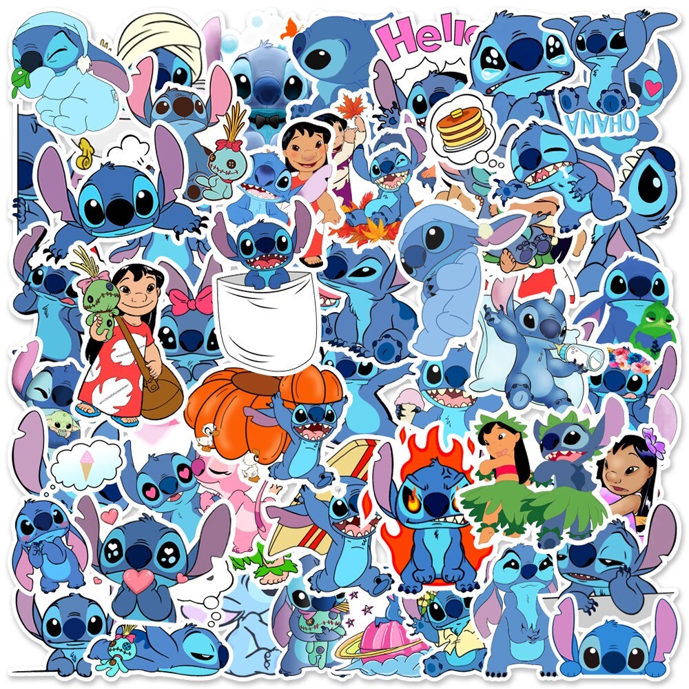 50 Pcs Stickers Lilo Stitch Cartoon Skateboard Car Laptop Bottle Bomb Graffiti