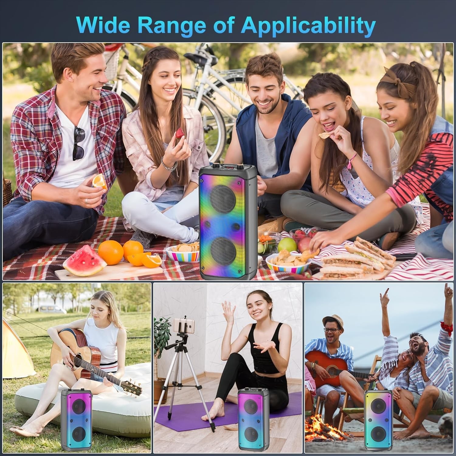 Bluetooth Speaker, 80W Peak Outdoor Speakers Bluetooth Wireless, TWS Portable…
