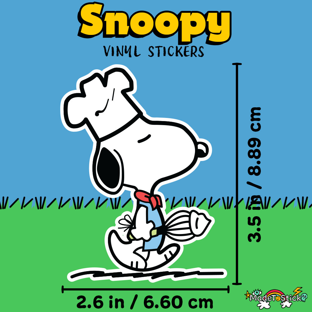 Peanuts Snoopy Chef Sticker – Aesthetic Vinyl 2.6" W x 3.5" H