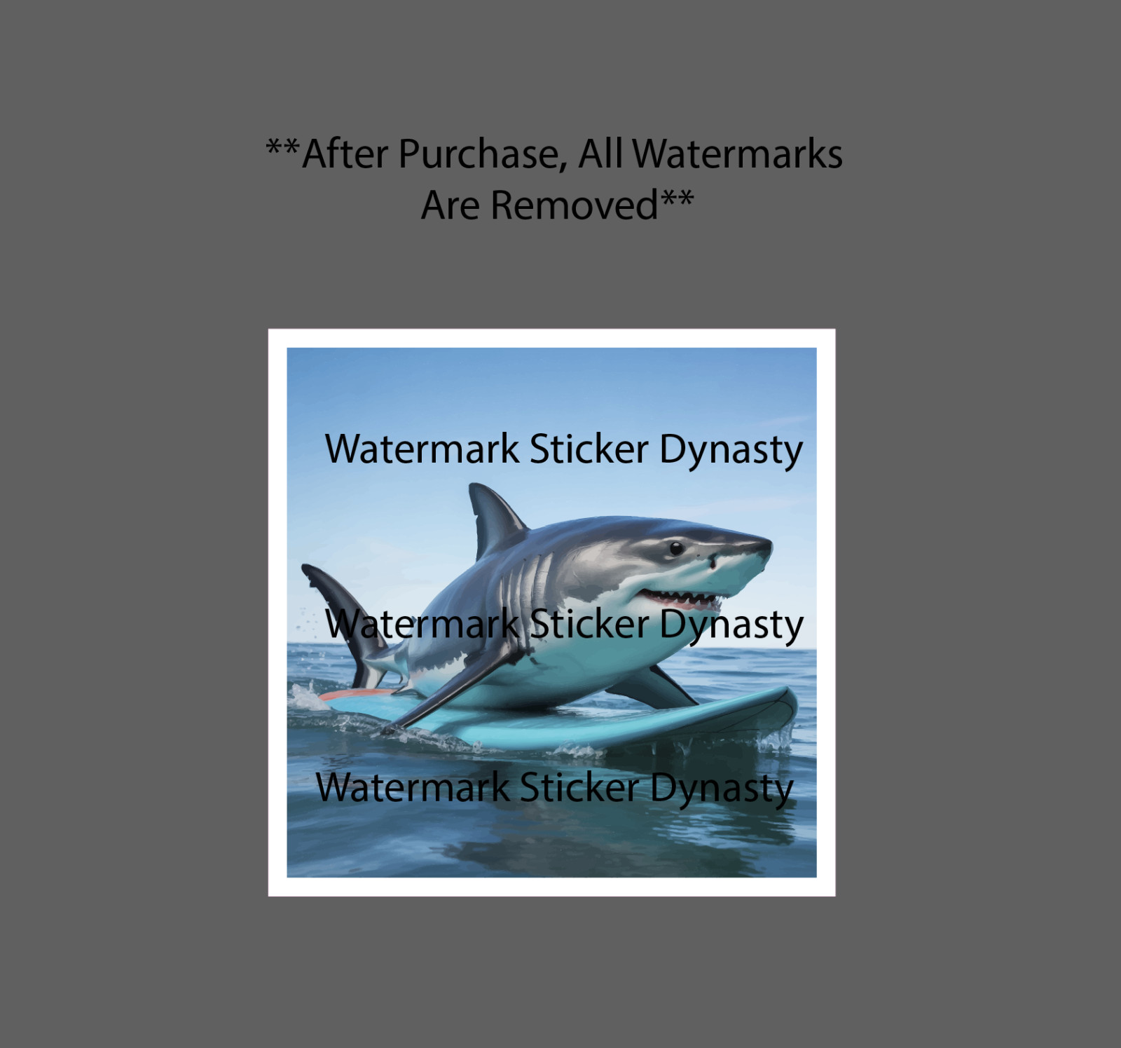 Shark Surfing Sticker Waterproof Decal Beach Fish Abstract Funny Humor Gift NEW
