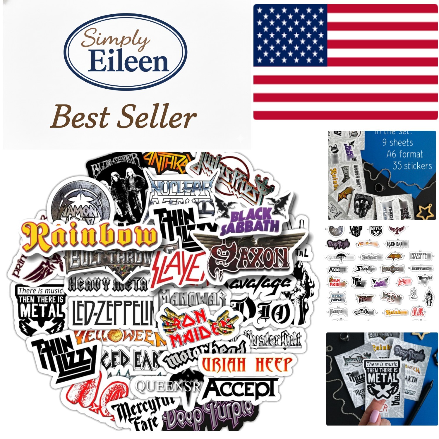 35-Piece Heavy Metal Band Sticker Pack – Waterproof Vinyl & Strong Adhesive