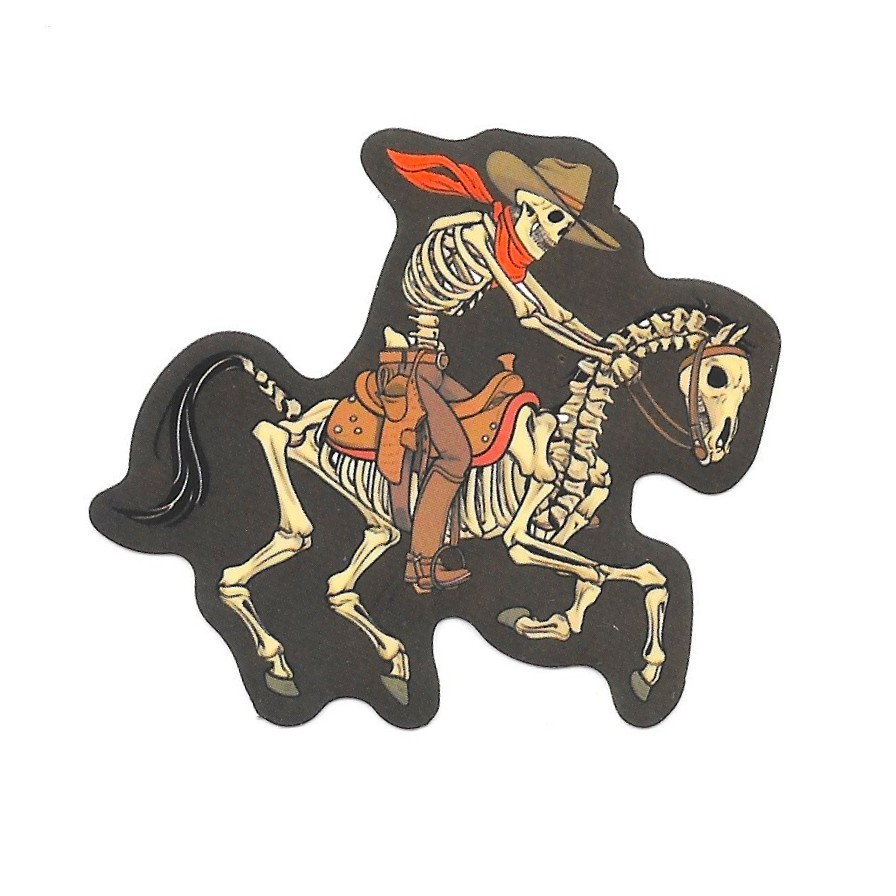 Skeleton Cowboy Vinyl Sticker Ghost Rider Decal Spooky Western Gothic Art
