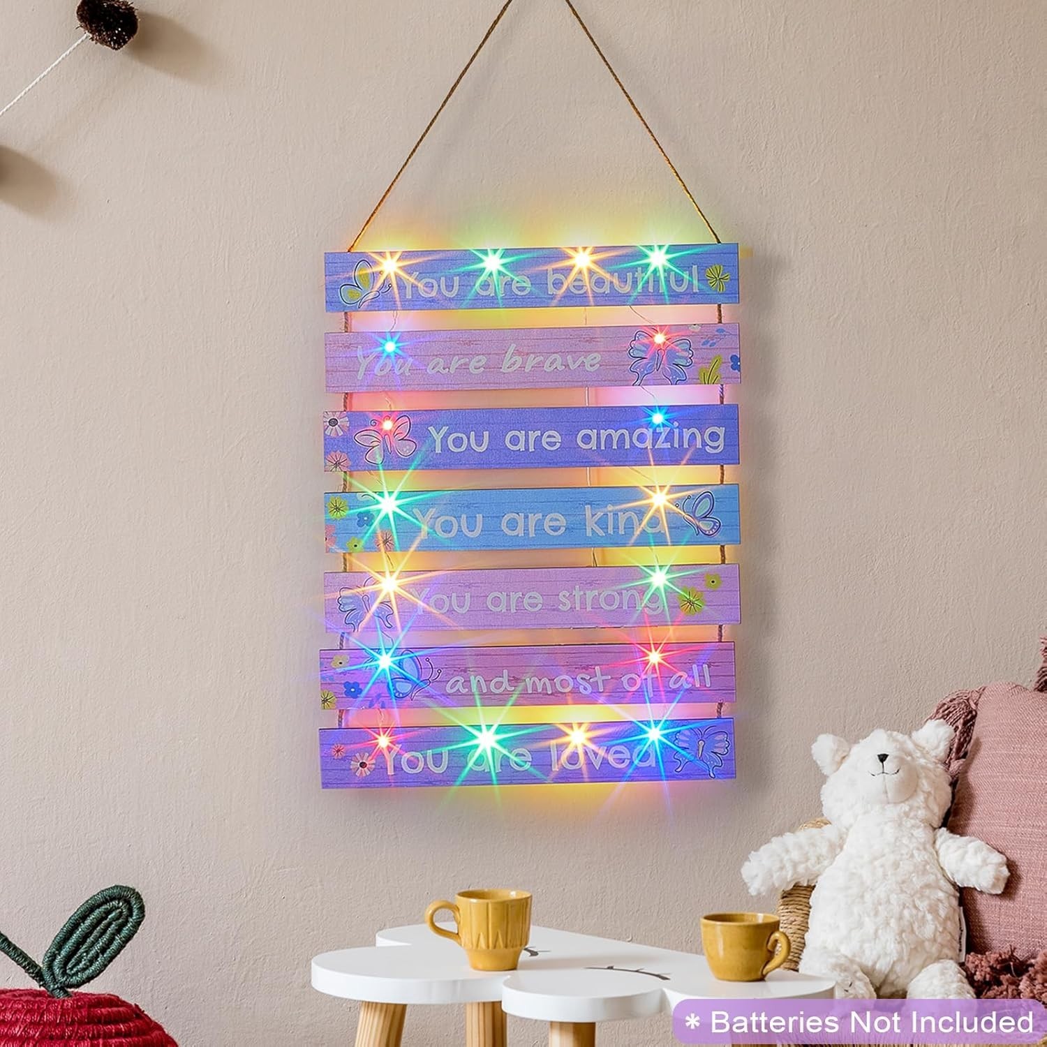 Vibrant Motivational Wall Decor for Kids with Remote-Controlled LED Lights