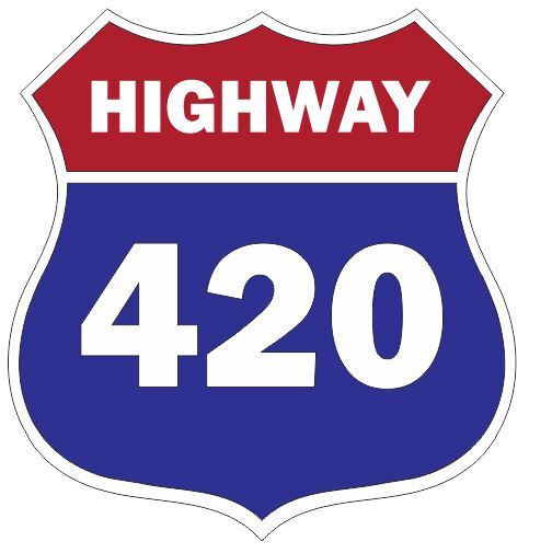 Highway 420 Sticker Decal R7182 Highway Route Sign Weed