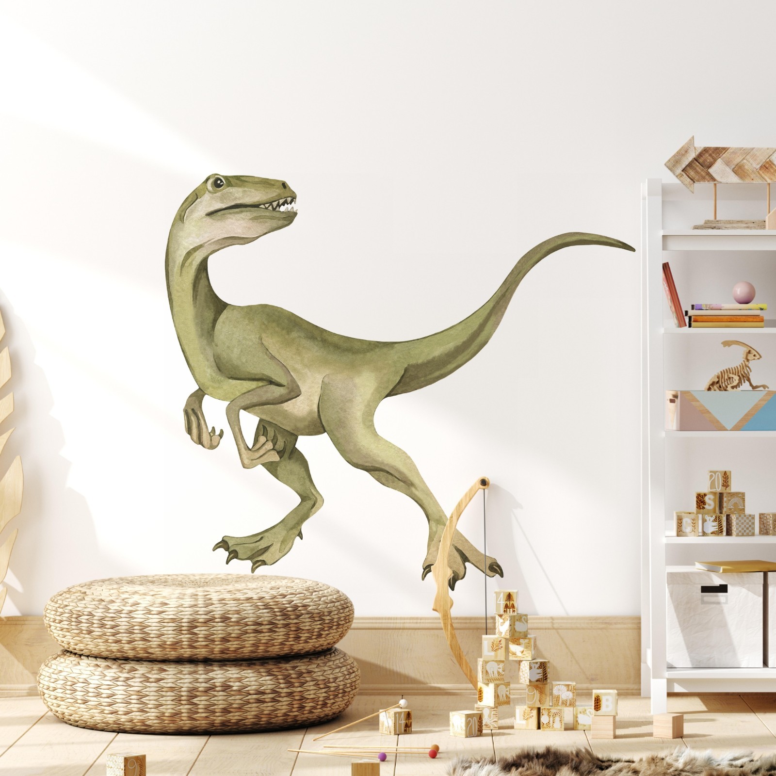 Velociraptor Dinosaur Wall Decal Dino Removable Wall Art for Kids Boys Room