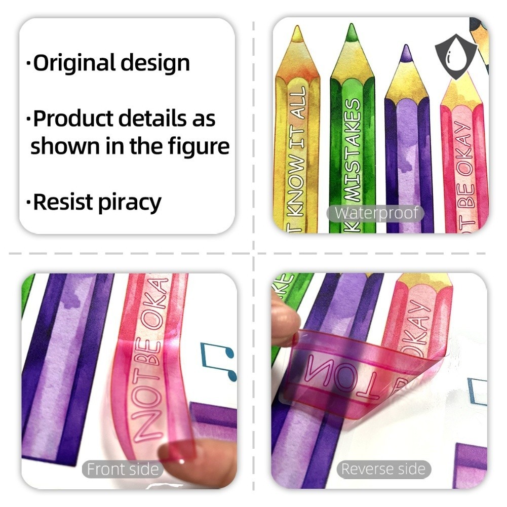Colorful Crayon Window Clings Double Sided Stickers for Glass Office For Walls