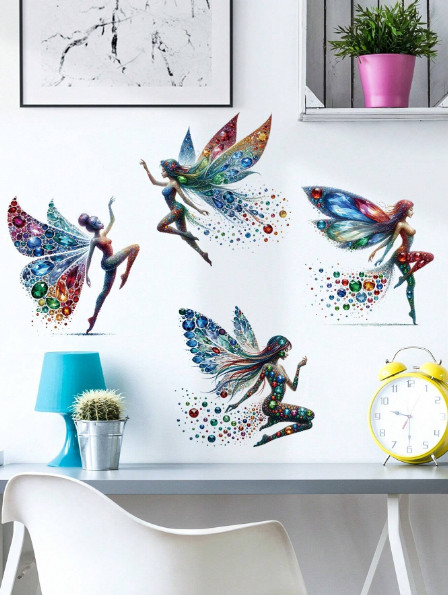 Butterfly Fairy Wall Stickers Decals – 4pcs Vinyl Home Decor Spring Gift