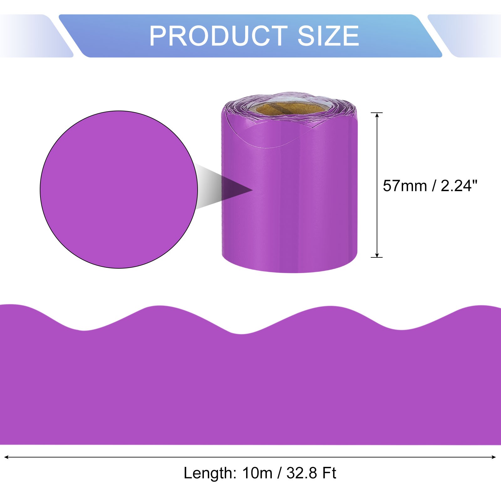 Bulletin Board Border, 32.8Ft x 2.24Inch Classroom Border Trim, Light Purple