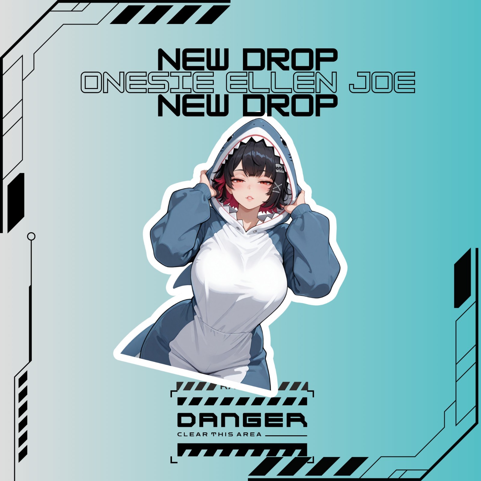 Shark Bodysuit Ellen Joe | Zenless Zone Zero| Anime Girl Waifu Sticker Decal