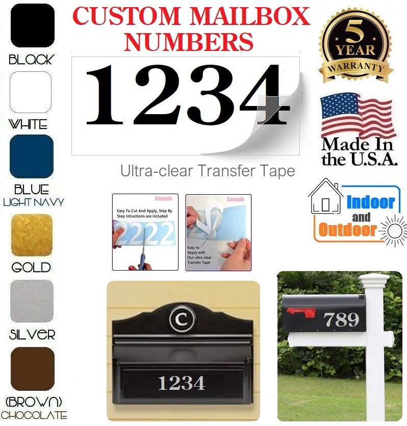 1-SET OF CUSTOM PERSONALIZED VINYL FOR LARGE MAILBOX NUMBERS DECAL, (Model 11)