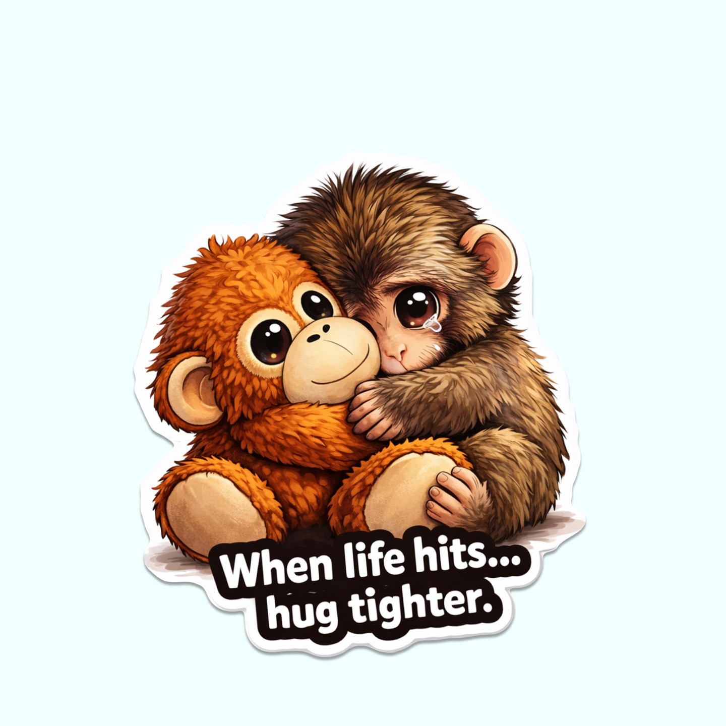 Punch Monkey “When Life Hits” Vinyl Sticker 3×3.5in Pack of 2