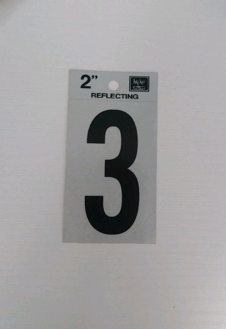 HY-KO~2” Self-Adhesive Reflective Vinyl~Number 3~Weather-Resistant