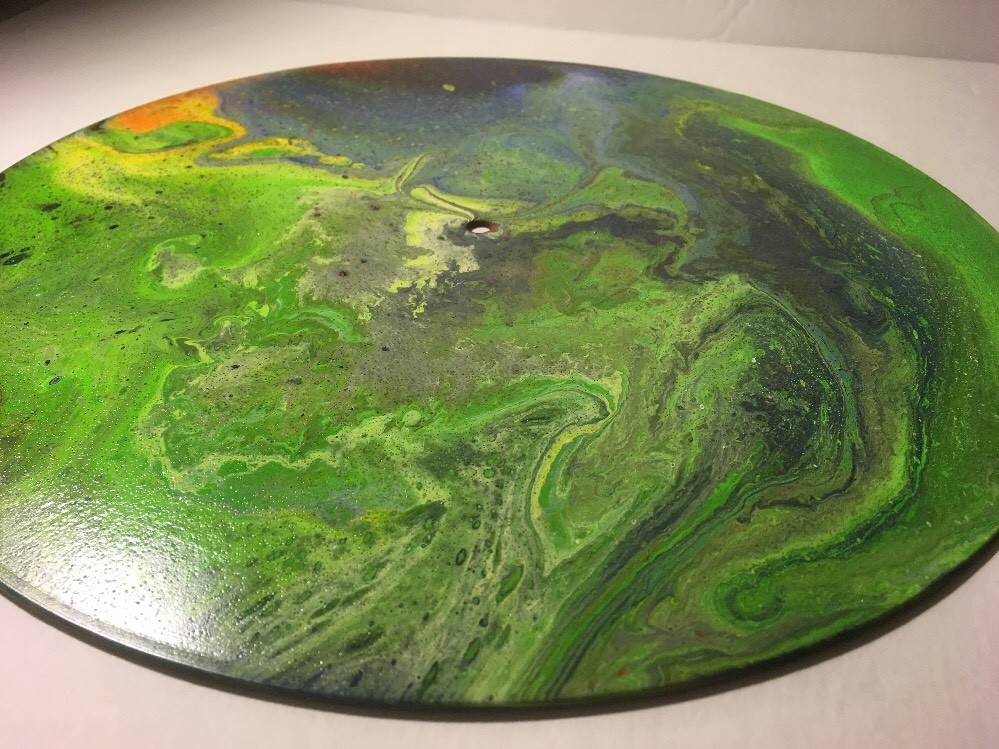 12” Vinyl Music Record Wall Art – Fluid Acrylic Flowing Poured Paint 001