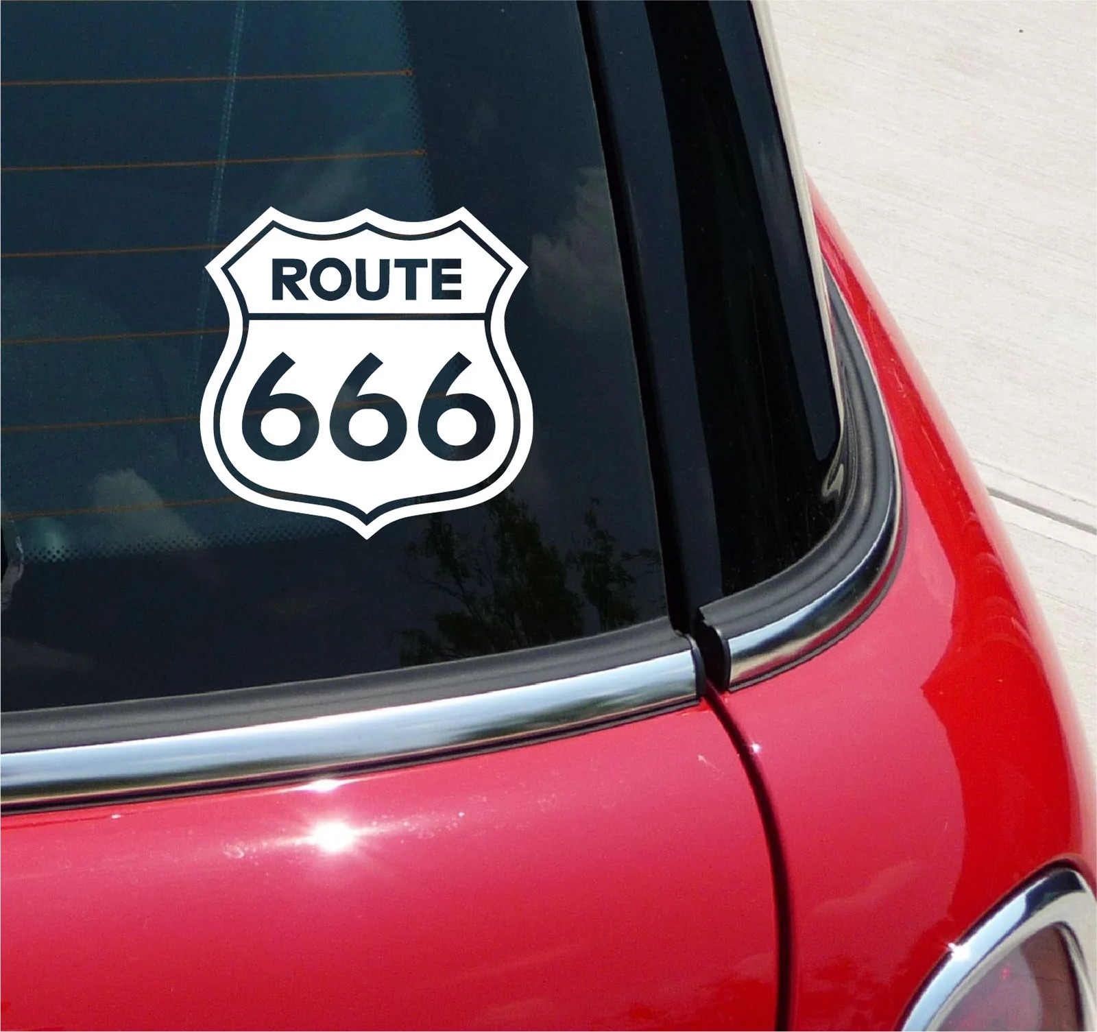 ROUTE 666 ROAD SIGN STICKER DECAL FUNNY CAR WINDOW HIGHWAY TO HELL DEVIL SATAN