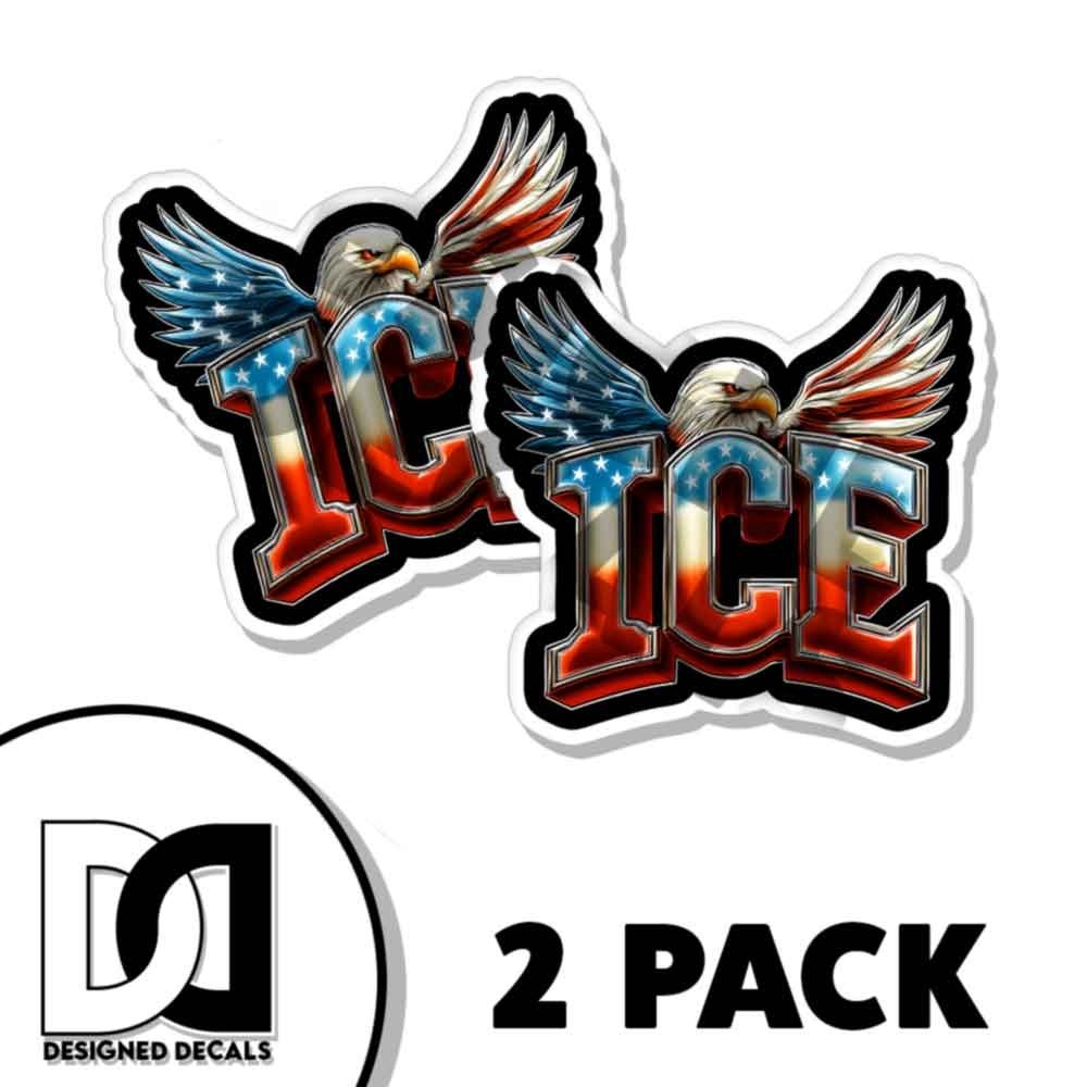 ICE IMMIGRATION – I Stand With ICE SUPPORT USA AMERICA Sticker 2 PACK