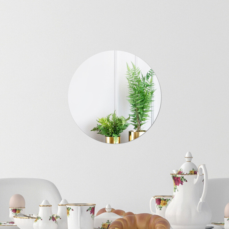 10 15 20 30cm Make Up Acrylic Mirror Tiles Wall-Mounted Bedroom Round/Elliptic