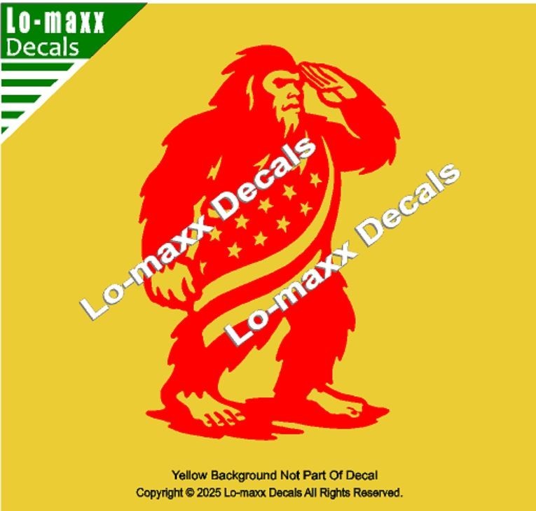 Patriotic Bigfoot Decal American Freedom Flag Sasquatch Sticker USA Vinyl Art
