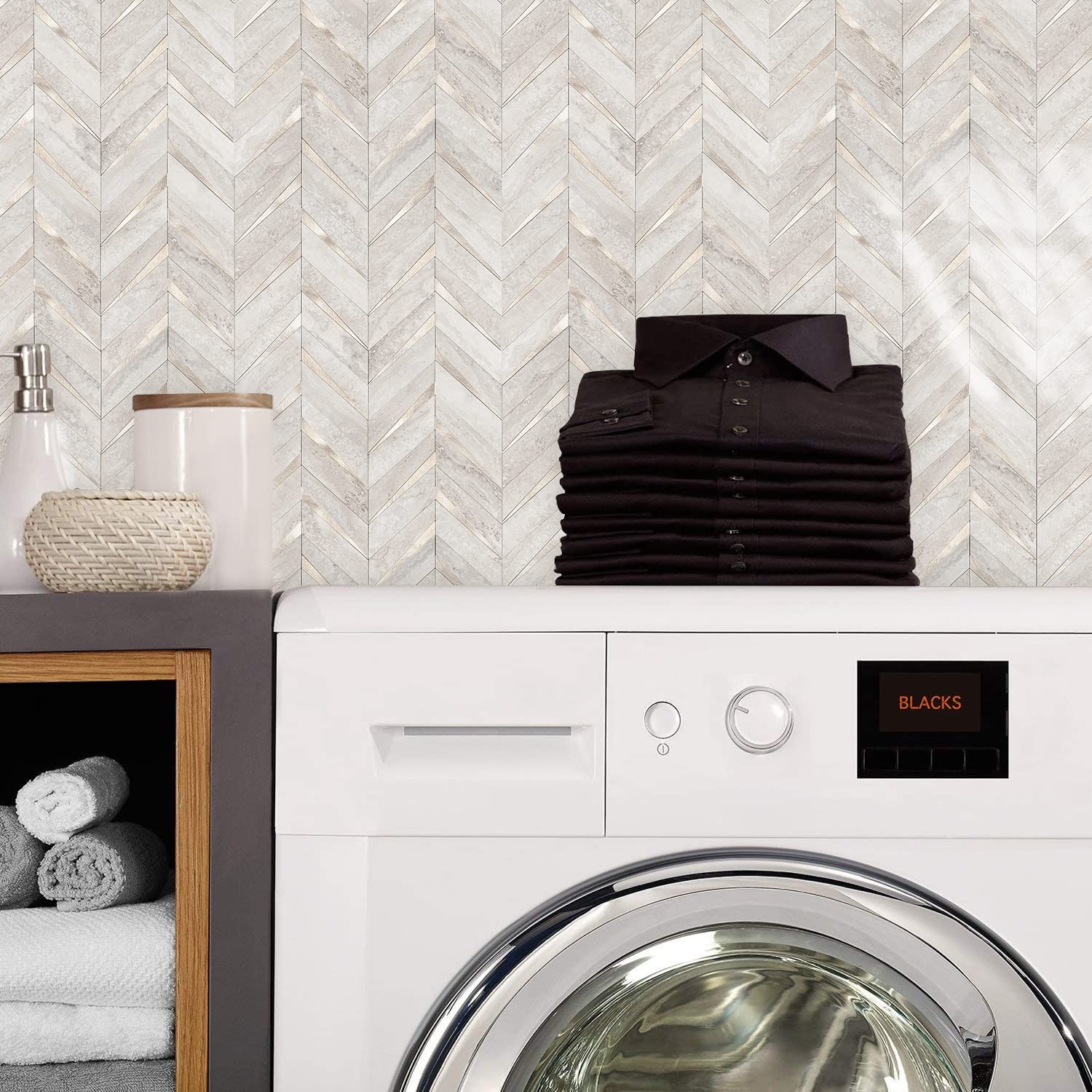 Azulejos Adhesivos De Espiga Beige Y Oro Para Cocina Pack De 10 De Lujo