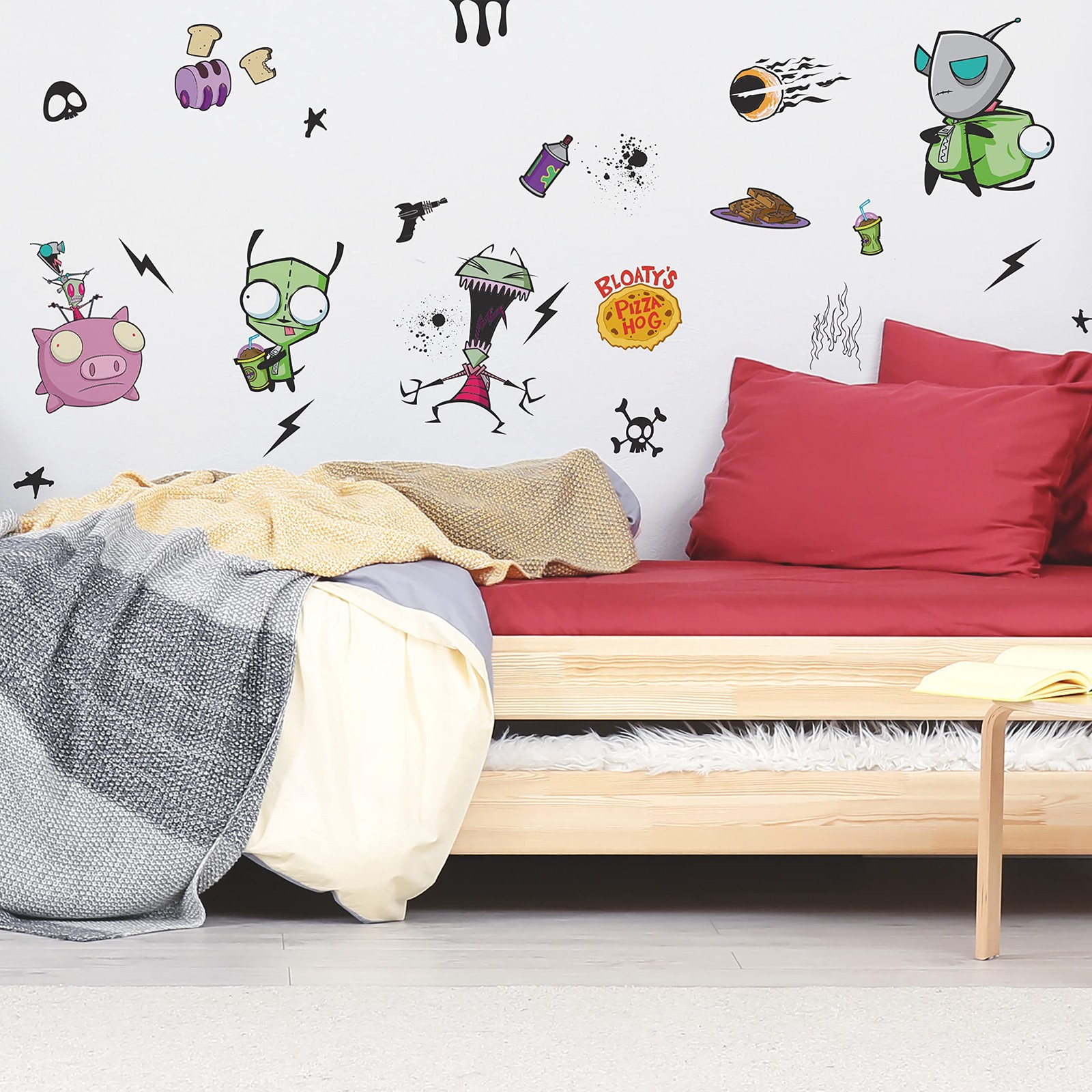 Invader Zim Peel and Stick Wall Decals, Vinyl, Green, Red, Yellow, Black, Rem…