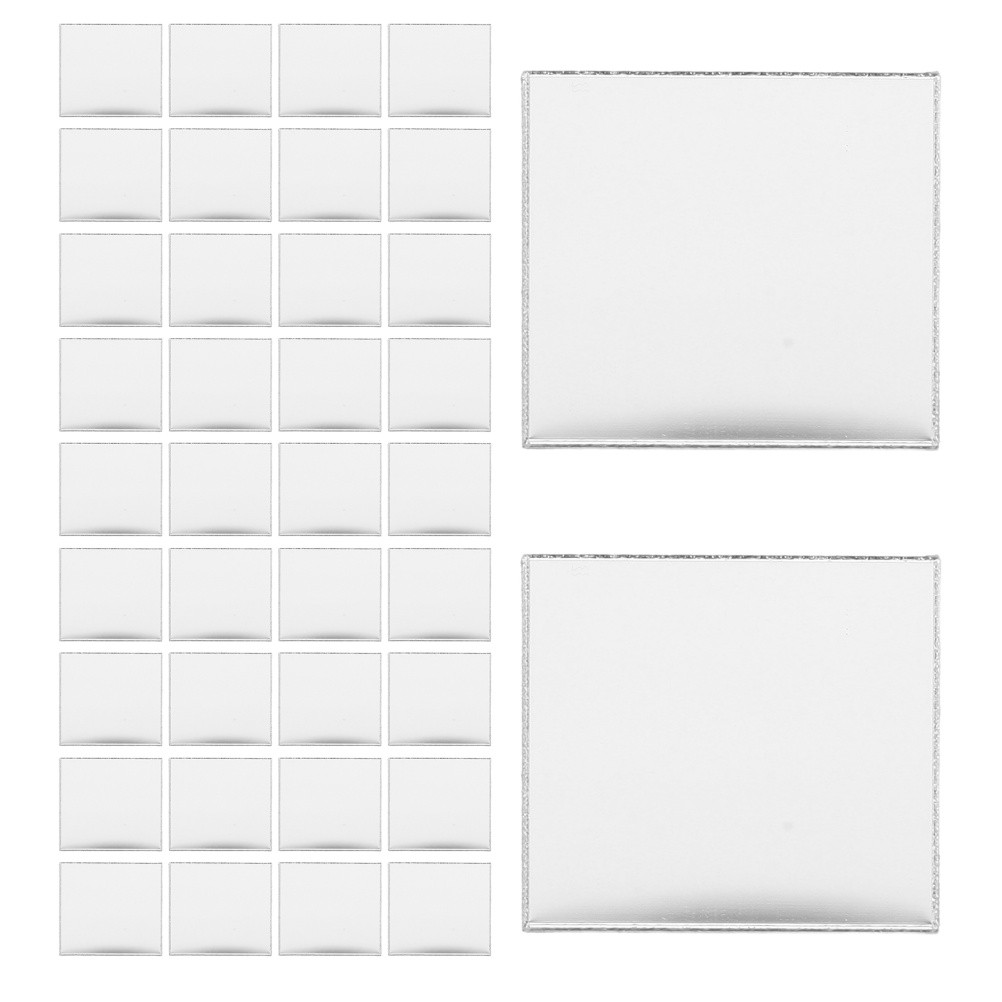 200 Pcs Mosaic Mirror Sticker Small Square Tiles Miniature Craft Mirrors