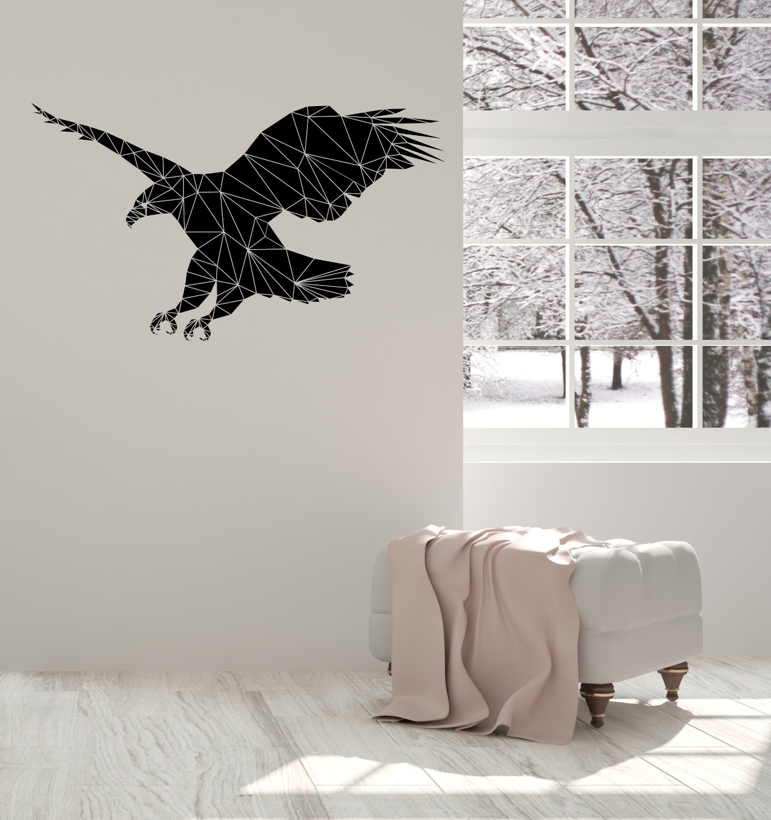 Wall Sticker Vinyl Decal Eagle Silhouette Geometric Diagonal Picture (n1444)