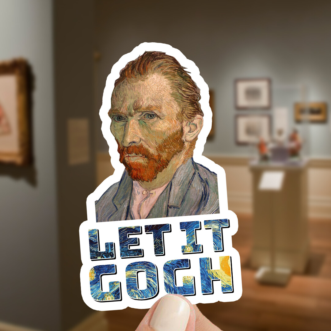 Funny "Let it Gogh" Vincent van Gogh Vinyl Sticker: Laptop, Water Bottle Decal