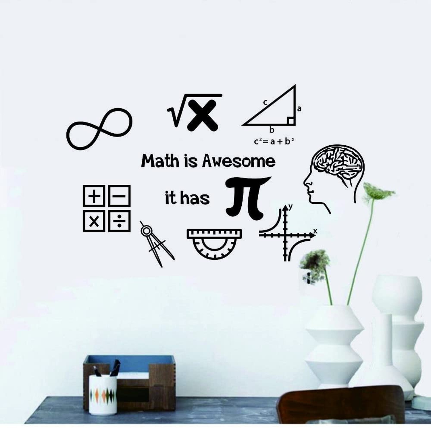Math Wall Decal Math is Awesome Removable Vinyl Stickers Classroom Students M…