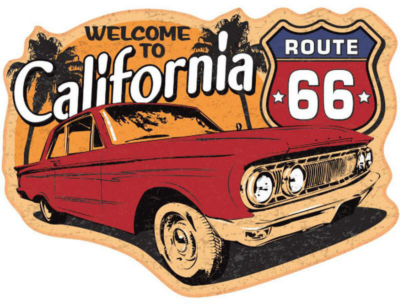 Route 66 Welcome to California – Postcard Sized Vinyl Sticker 5.25" x 4"